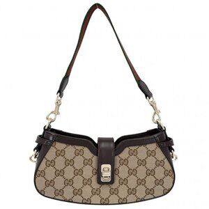 Gucci Moonside Shoulder Bag GG Canvas Beige X Brown
